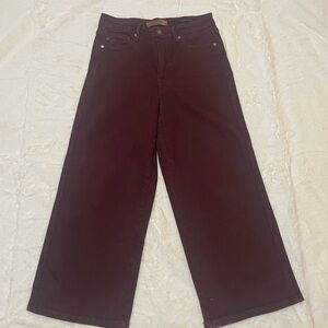 Judy Blue Garment Dyed Burgundy Maroon Wide Leg Crop Jeans Size 5/27